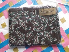 New Vintage Sammy Fringed Scarf Brown Green Paisley Acetate Lambswool Mod 60s