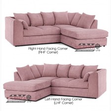 Premium Corner Sofa Suite Jumbo Cord Black Grey Brown Cream Left & Right L Shape