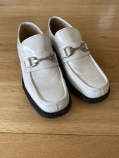 Russell & Bromley White Leather Penny Bar Loafers  Shoes Size UK 8 Made Italy