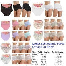 6 X Ladies Women 100% Cotton Full Size Briefs Knickers Underwear UK Size 8-22