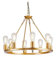 Gold Wagon Wheel Chandelier, 8