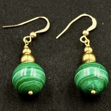 Malachite Fishhook Earrings