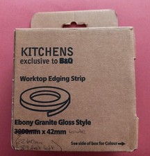 B&Q Kitchen Worktop Edging Strip Ebony Granite Gloss 42mm wide (2260mm 89ft left