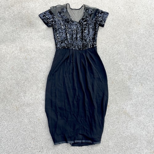 1940s small black sequin crepe - small,