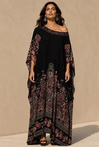 Camilla round neck kaftan one - kaftan,