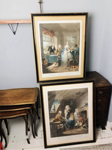 Pair huge mezzotint prints - pair, of