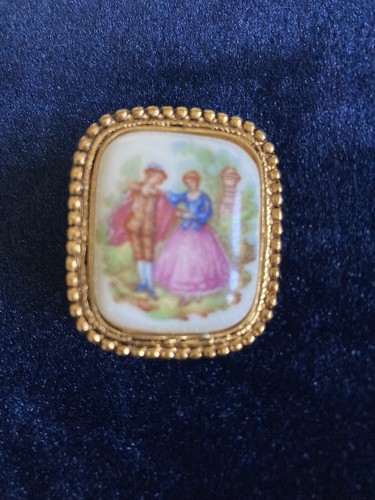 Limoges porcelain brooch - porcelain,