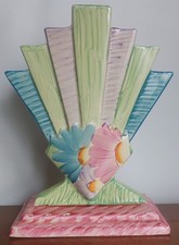 MYOTT.SON & CO ART DECO 1920s BEAUTIFULLY HAND PAINTED FAN VASE FLORAL PATTERN