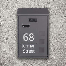 Personalised Black Letter Box Wall Mounted Post Box with Combination Lock UK