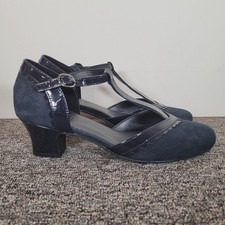 Hotter Viviene Mary Jane Heels T-Bar Shoes Blue Suede Comfort Concept Size 5