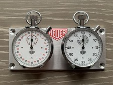 Heuer Stopwatch Panel Pair of Boxed Chronometers Rally Timer 161