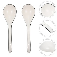 2 Pcs Ceramic Soup Spoon Long Handle Soup Spoon Porridge Kitchen Soup Ladle