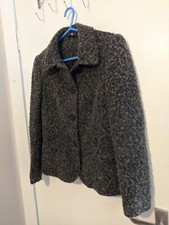 EWM Brown Mix Wool Blend Button Close Blazer Style Jacket Size UK 10