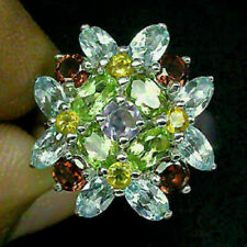 Silver Ring Topaz Garnet