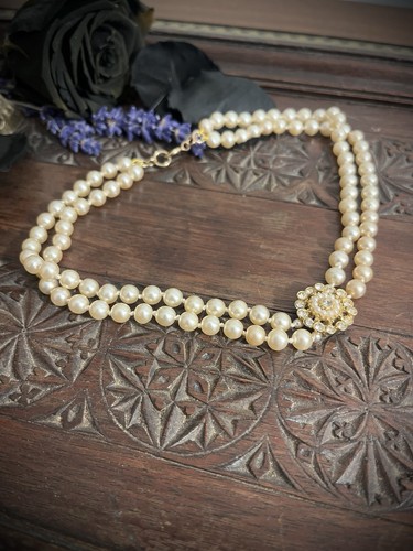Vintage double strand faux - vintage, double-strand