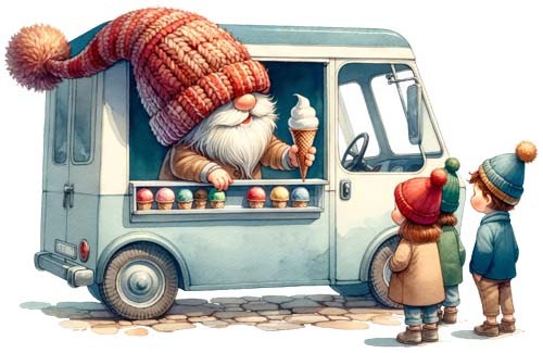 Ice cream truck gnome - gnome, art