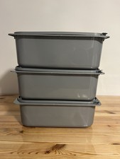 Set of 3 for £5    5L Food Grade Plastic tubs Containers Airtight Lids. USED VGC