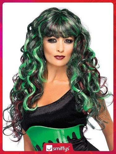 Womens monster wig black green - womens,