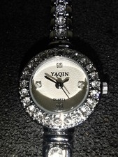 Ladies Yaqin Quartz Watch with Silver Metal & Crystal Strap