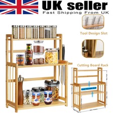 Bamboo Standing Spice Rack 3 Tier Kitchen Organiser Countertop Storage Shelf