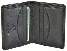 VISCONTI Small Black Slim Bifold Leather Wallet With RFID Protection Boxed HT6