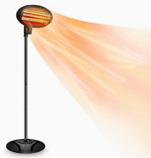 Outdoor Electric Patio Heater 2000W Quartz Bulb Freestanding Remote Control