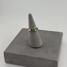 9ct Gold Ring – Colombian Emerald & Seed Pearl Cluster – Vintage Fine Jewellery