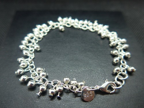 Silver ball bead beaded charm - beaded,