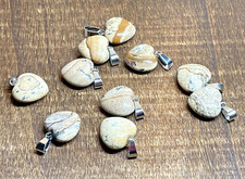 10 x Job Lot Bundle Light Brown Stone Marble Heart Pendants 15mm