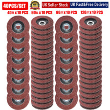 40x FLAP GRINDING SANDING DISCS 115mm 4.5" 40 60 80 120 GRIT ANGLE WHEEL UK
