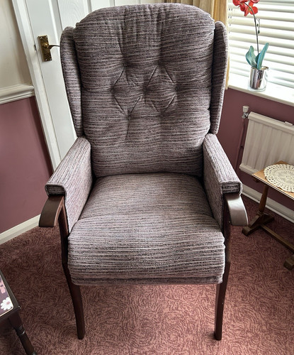 Grey fabric upholstered high - grey,
