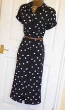 Black white polka dot midi