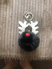 Avon Reindeer Pom Pom Keyring Bag Charm. Brand New. Christmas Gift.