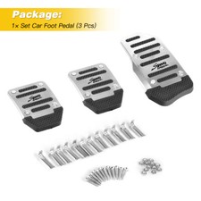 3x Steel Gas Foot Sport Brake Pedal Cover Pad Universal No Slip Automatic Silver