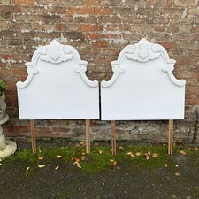 Pair Solid Wood X2 French Style Shabby Chic White  Headboards Fit Single Bed