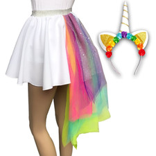 GIRLS Unicorn Costume FANCY DRESS Headband or WHITE UNICORN Tail Skirt