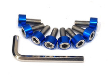 STAINLESS COIL SPARK PLUG COVER BOLT KIT TOYOTA LEXUS 1JZ-GTE BLUE CUP WASHERS