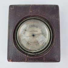 Antique 19thC Ross London Gilt Brass Pocket Barometer In Magnifying Case A/F