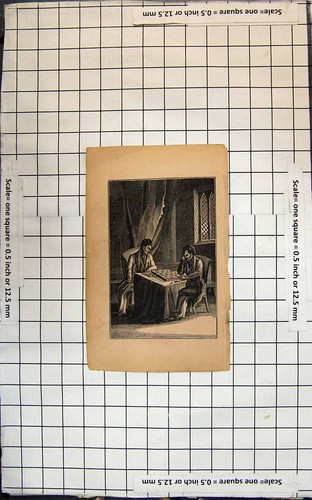 Antique old print game chess - antique,