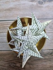 Handmade Vintage Paper Origami Stars – Set of 10 – Upcycled from Old Books