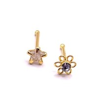 Heart flower nose stud gold