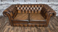 chesterfield 2 seater leather sofa. top quality in   tan and brown leather 