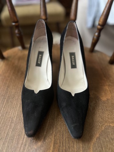 Black bally suede heeled - black,