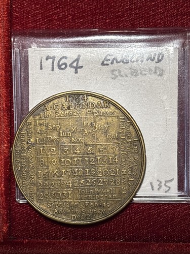 1764 england calendar token - 1764,