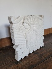 Vintage Shabby Chic Painted Hand Carved Wooden Wall Plaque