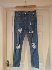 TOPSHOP MOTO 'Jamie' Jeans Blue Denim High Rise With Pockets Skinny UK Size 32
