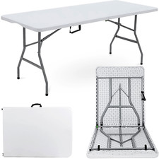 5/6FT CATERING CAMPING HEAVY DUTY FOLDING TRESTLE TABLE PICNIC BBQ PARTY CHAIRS
