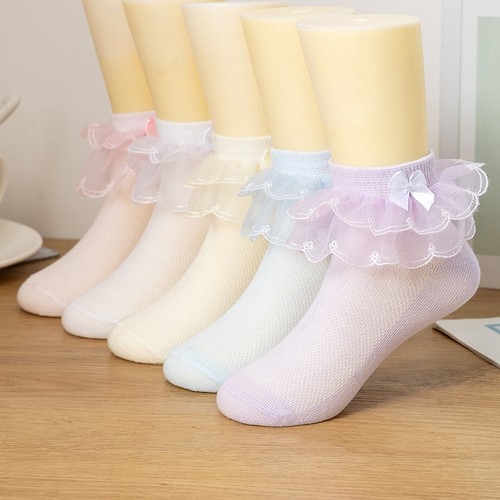 Girls frilly lace ankle - girls,