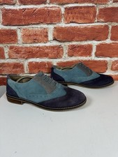 Joe Browns Leather Suede Oxford Brogue Lace Up Smart Navy Blue Shoes UK 8 VGC