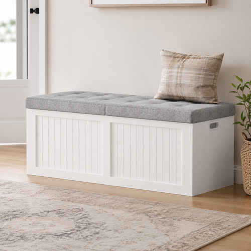 Storage chest shoe bench - chest, white